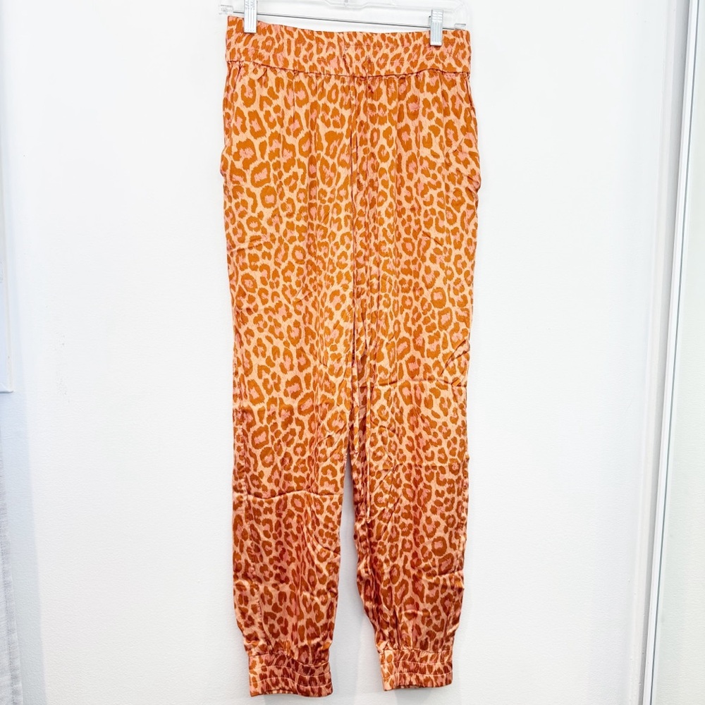 Overlover Leopard Orange Viscose Jogger Pant Size Small